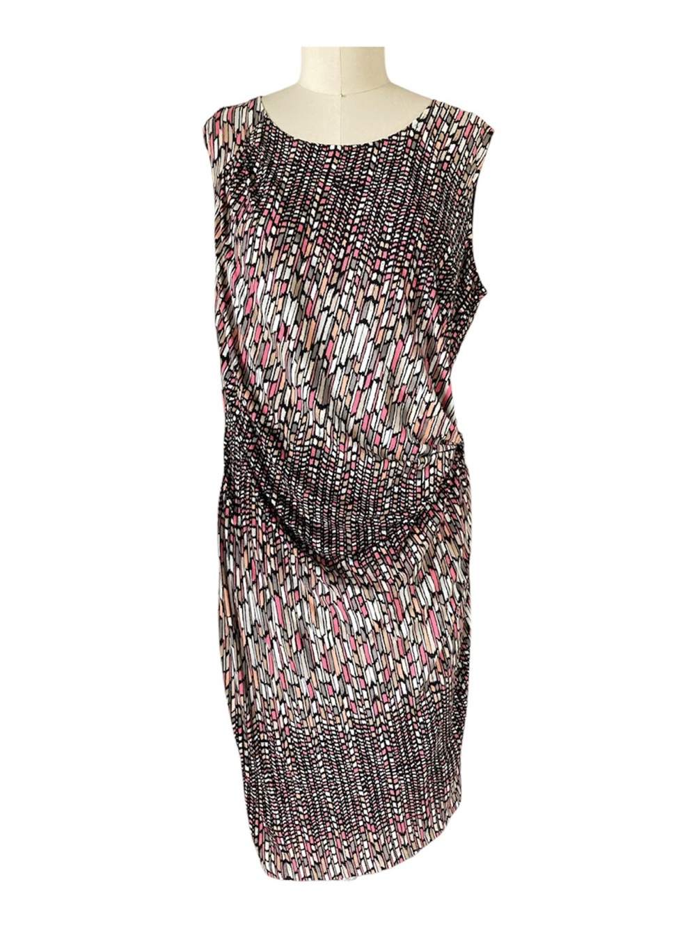 NIC+ZOE Sleeveless abstract patterned waist ruched Dress